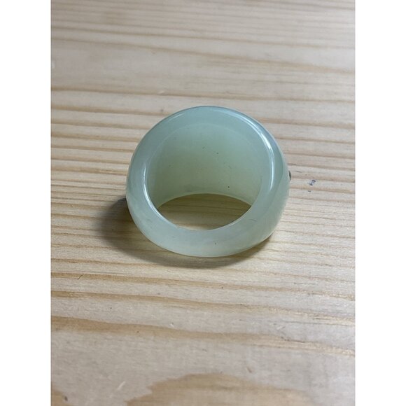 Wide Band Green Resin Ring With Rhinestone Accents - Picture 5 of 5